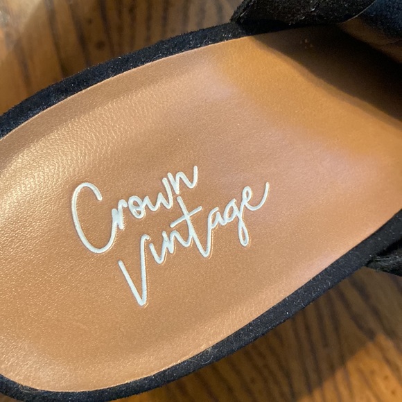 Crown Vintage Black Suede Open Toed Booties - Picture 3 of 6